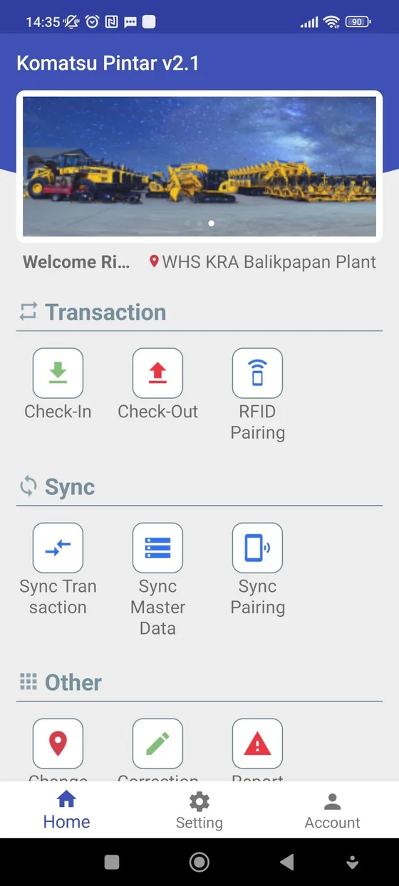 Screenshot Komatsu PINTAR · RFID Reman