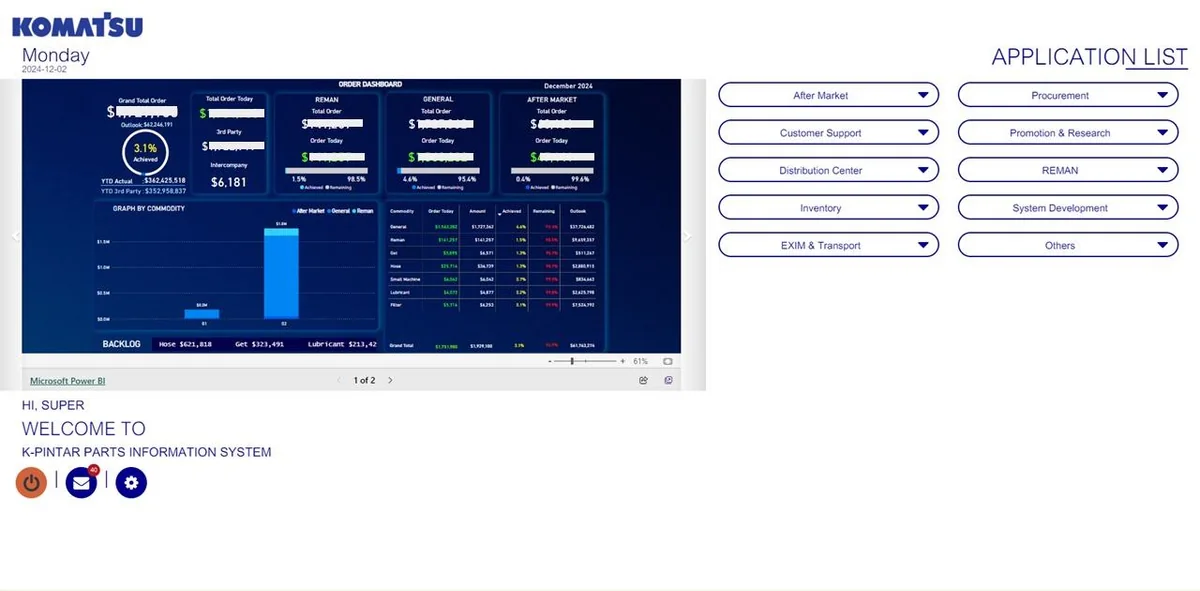 Screenshot K-PINTAR · Spare Parts ERP